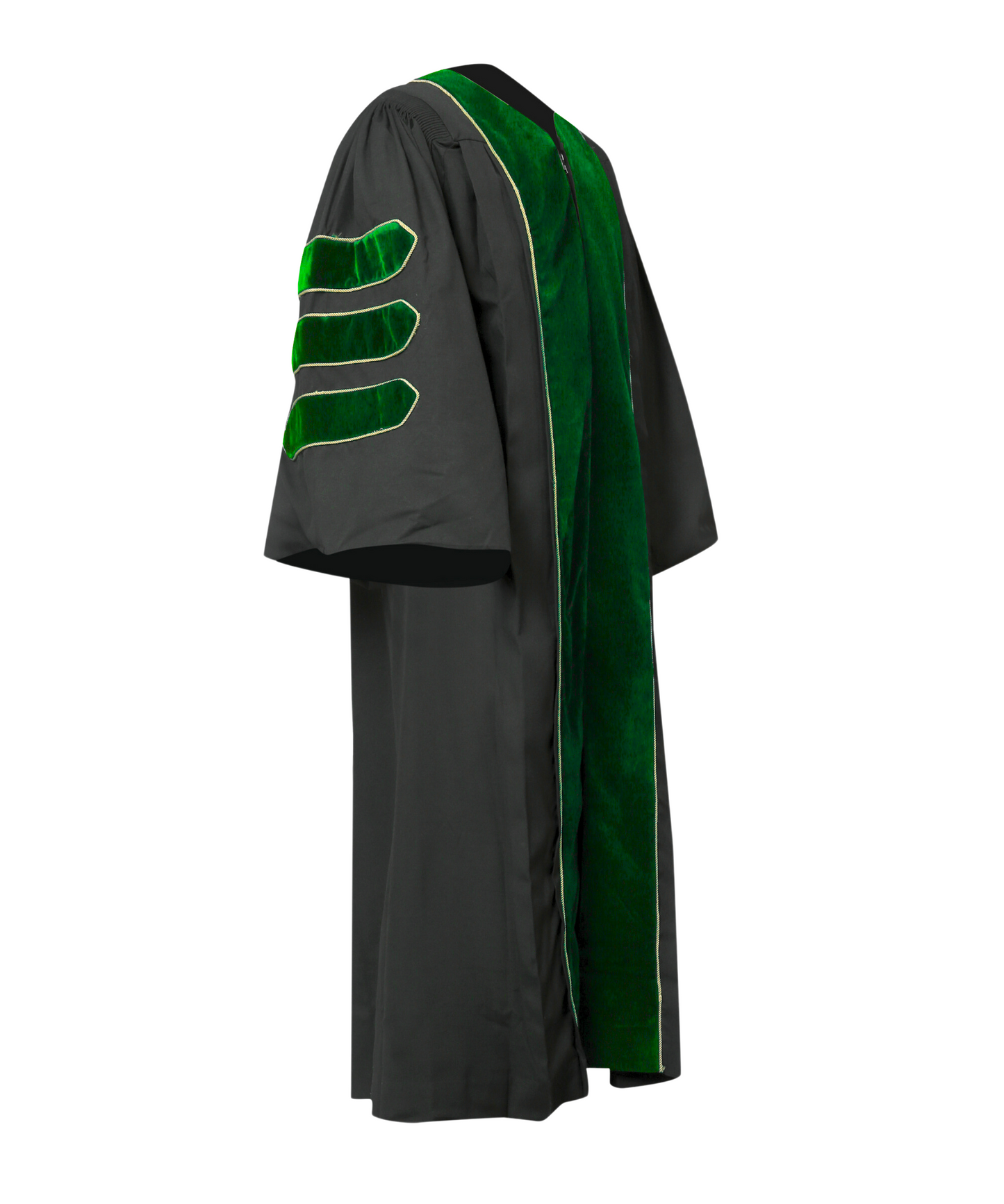Super Deluxe Doctoral Academic Gown Only - Emerald green with Gold Piping