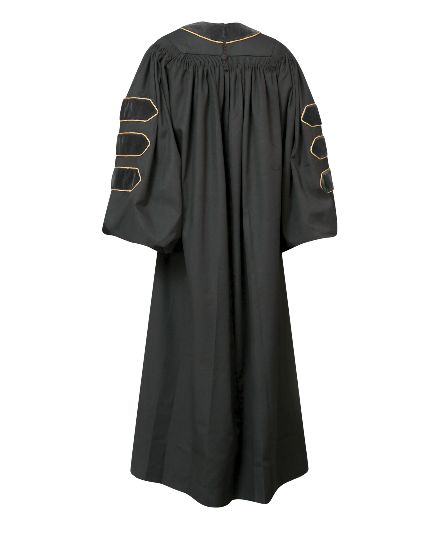 Super Deluxe Doctoral Gown Tam -Black Trim with Gold Piping