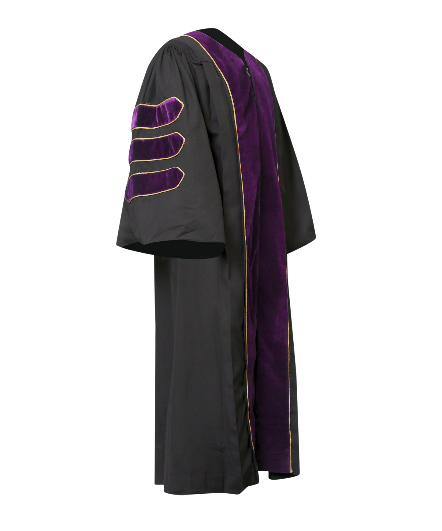 Super Deluxe Doctoral Gown Tam -Purple Trim with Gold Piping