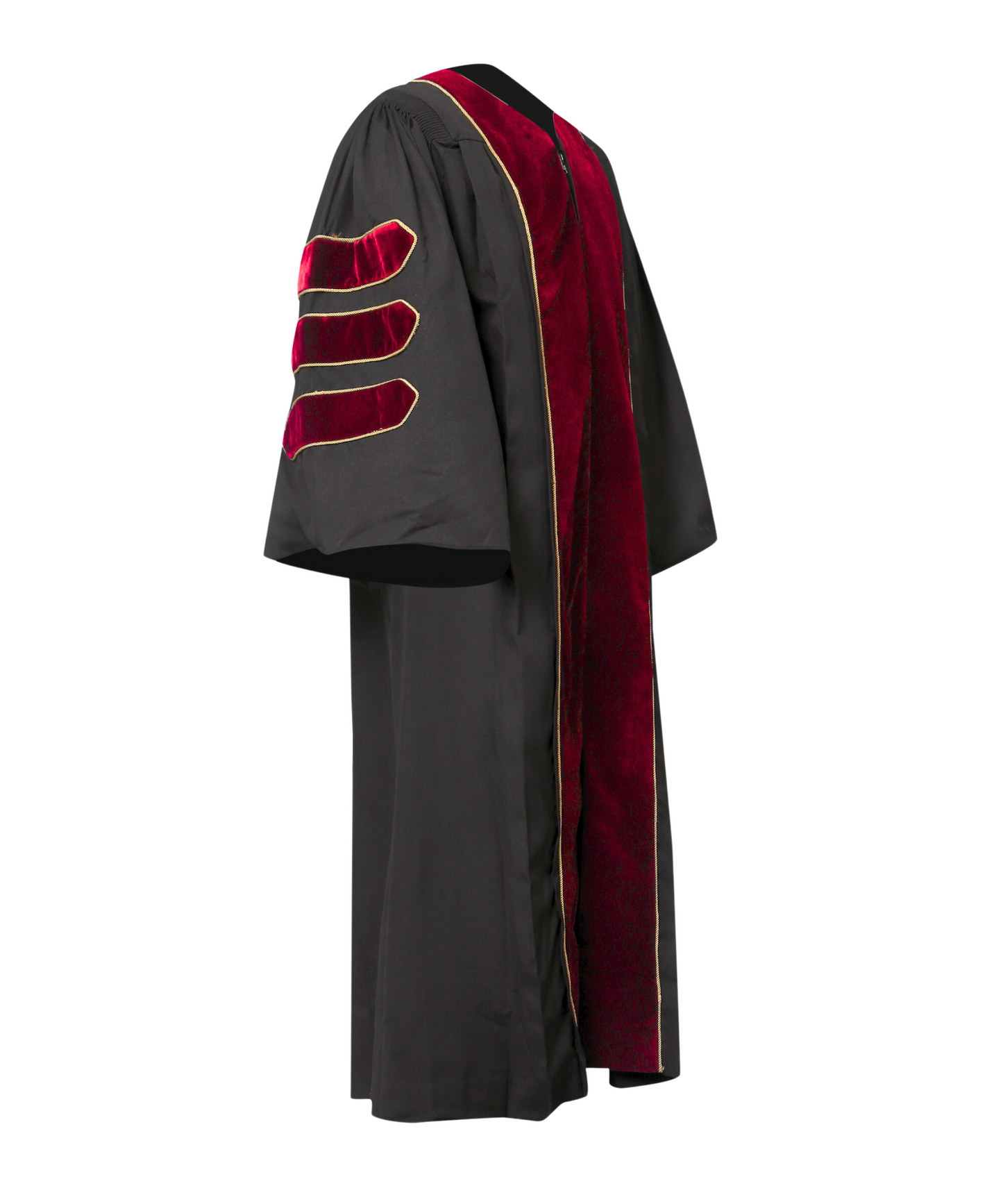 Super Deluxe Doctoral Gown Tam - Scarlet Trim with Gold Piping