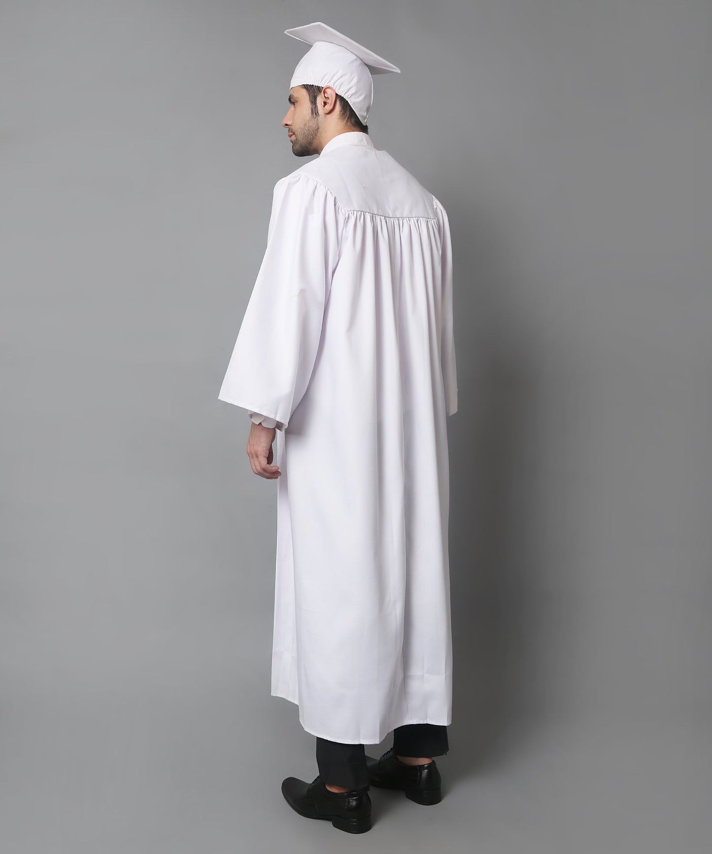 White High School Cap Tassel and Gown Set Matte