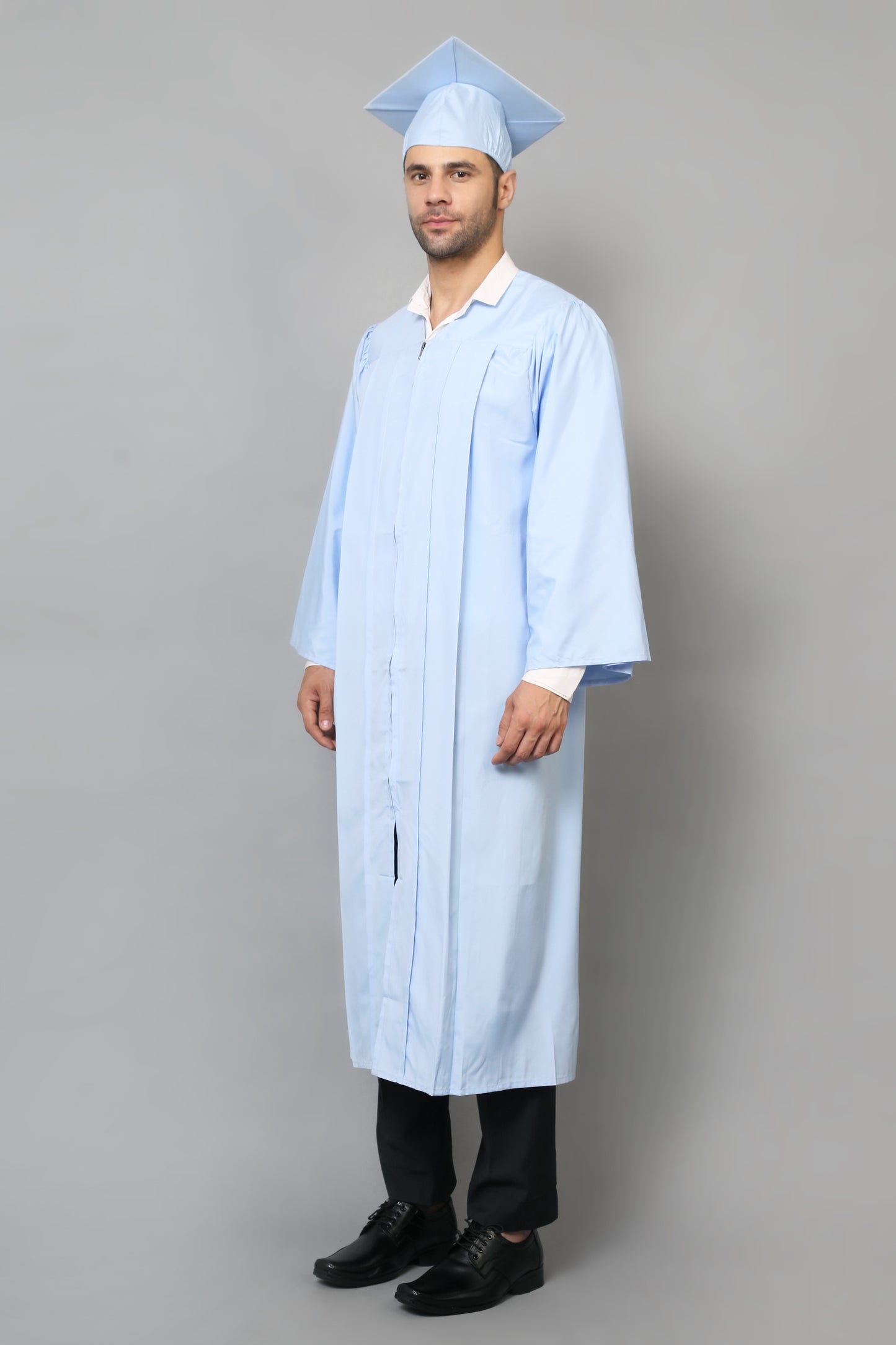Light Blue High School Cap Tassel and Gown Set Matte