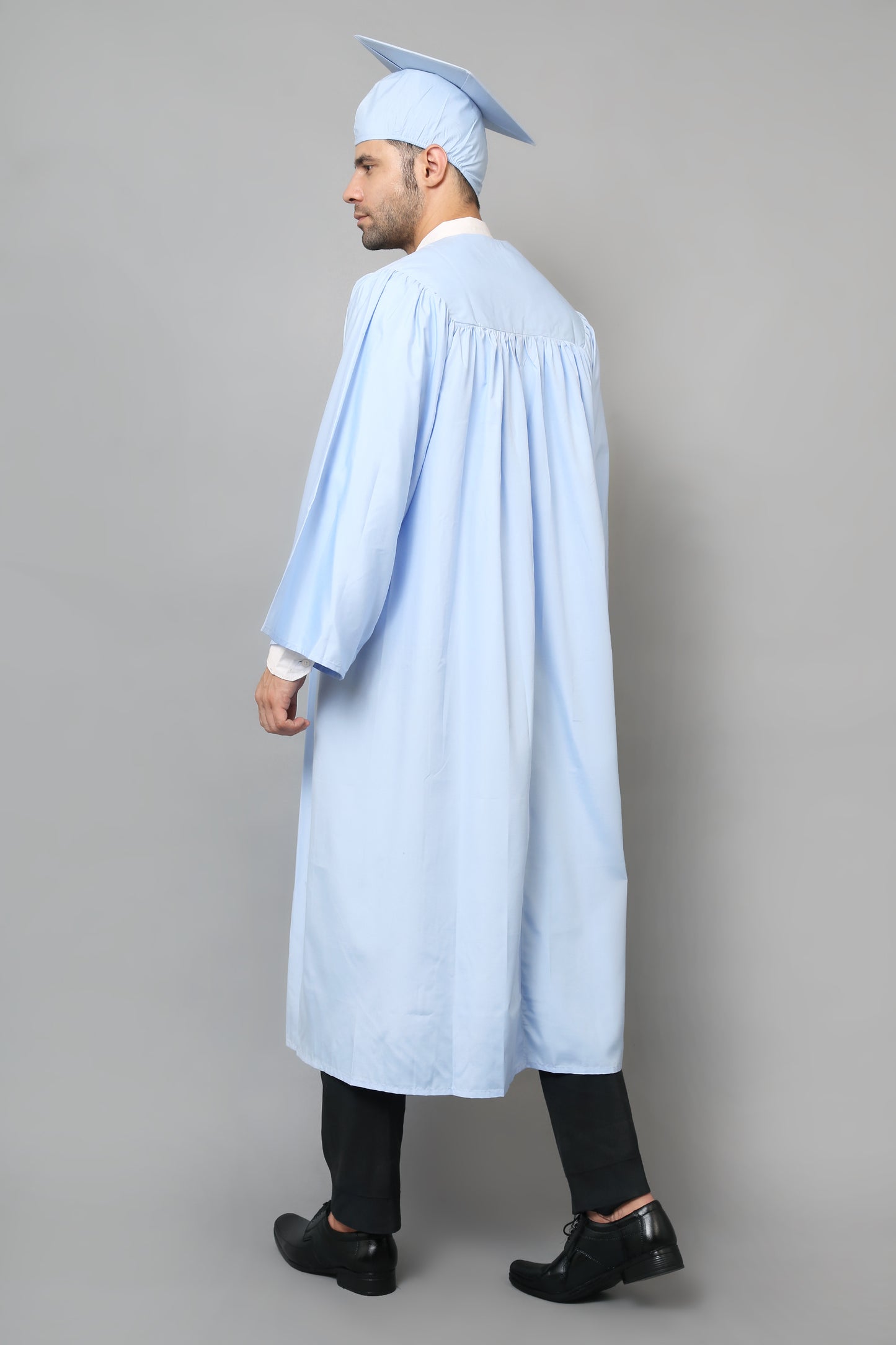 Light Blue High School Cap Tassel and Gown Set Matte