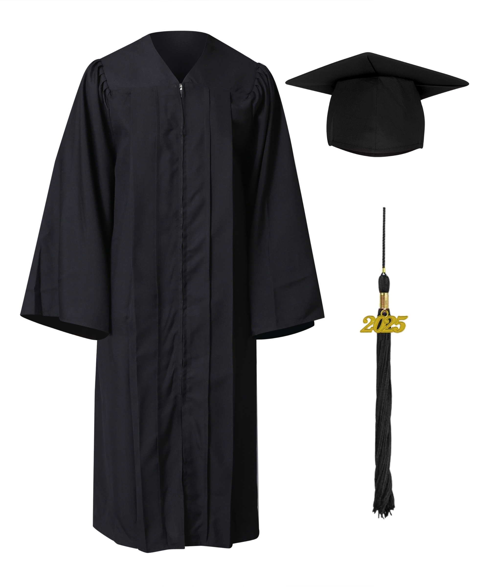 Classic Gathered Bachelor Graduation Gown Cap Tassel Package