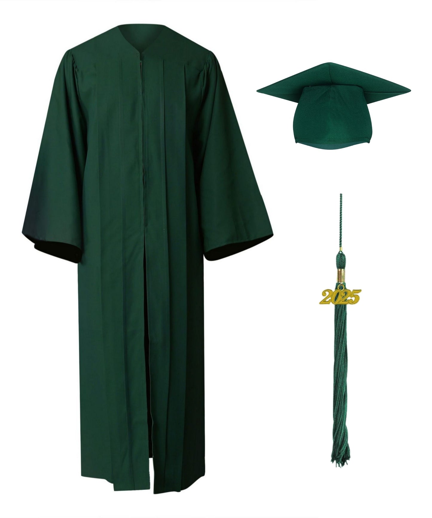 Forest Green High School Cap Tassel  and Gown Set Matte