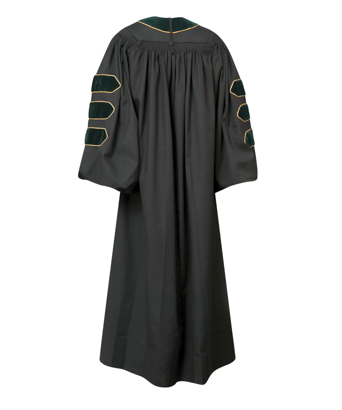 Super Deluxe Doctoral Gown Tam - Forest green Trim with Gold Piping