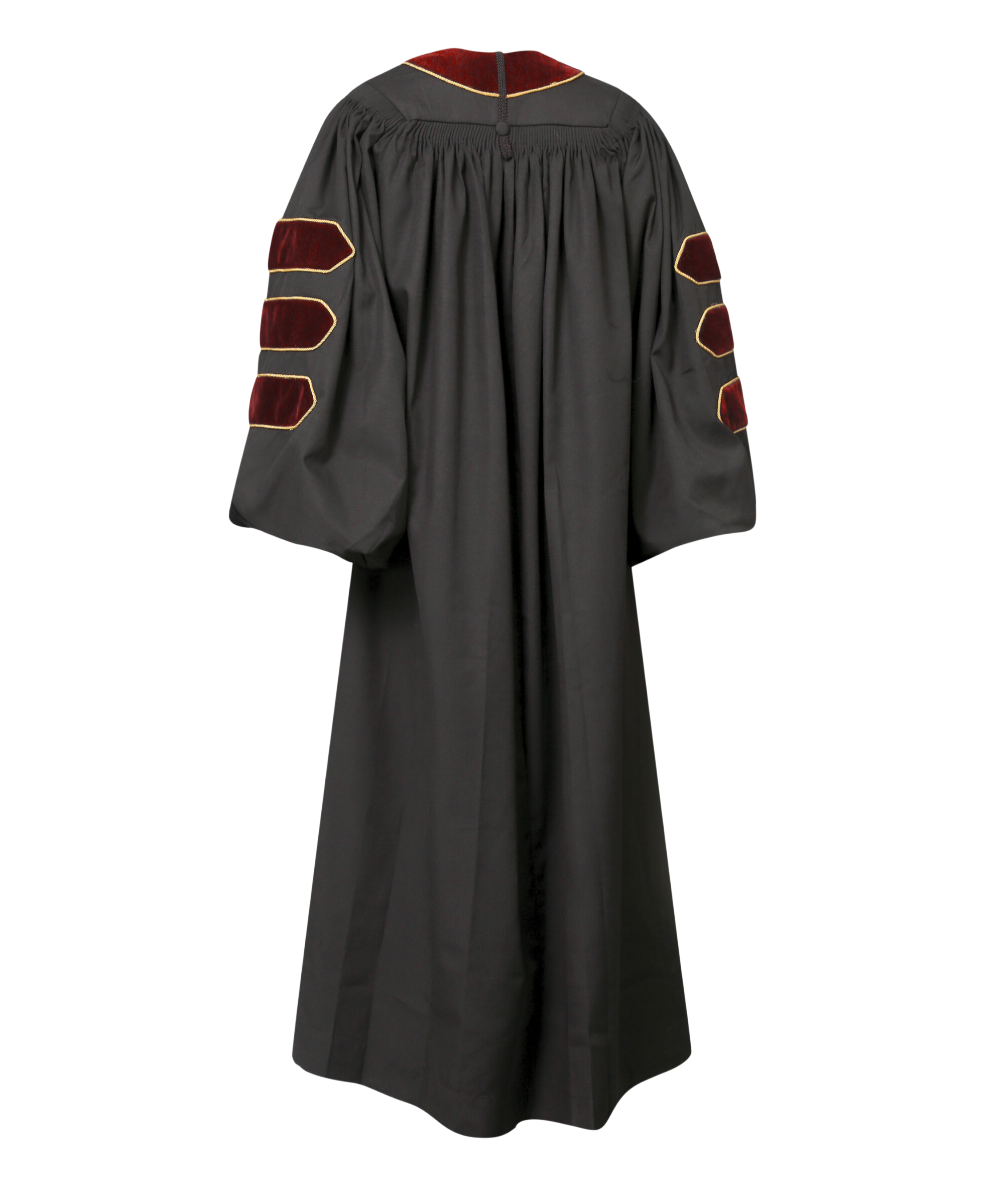 Super Deluxe Maroon Doctoral Gown Tam & Hood - with Gold Piping