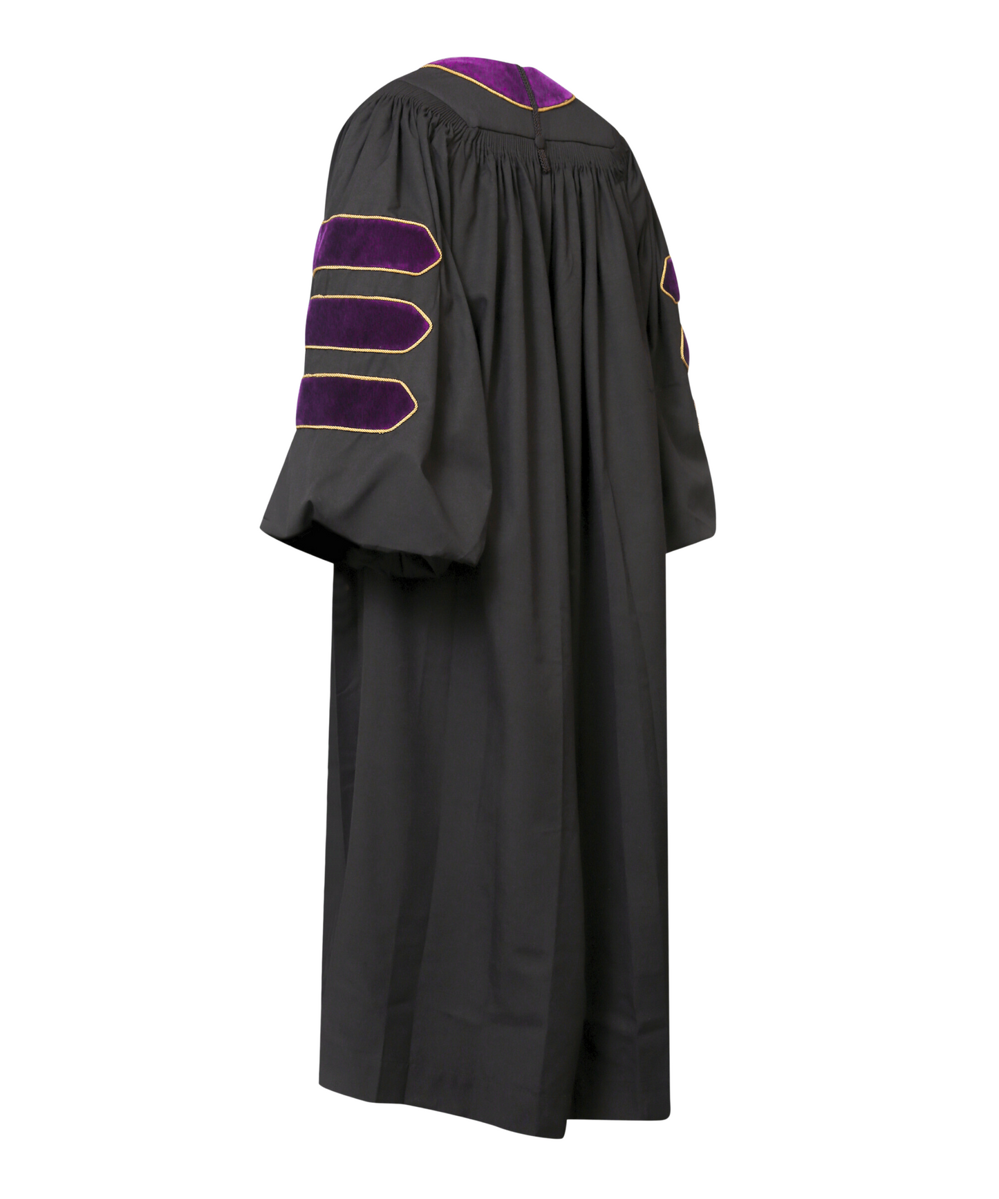 Super Deluxe Doctoral Gown Tam -Purple Trim with Gold Piping