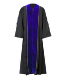 Super Deluxe  Royal Blue Doctoral Gown Tam & Hood - with Gold Piping