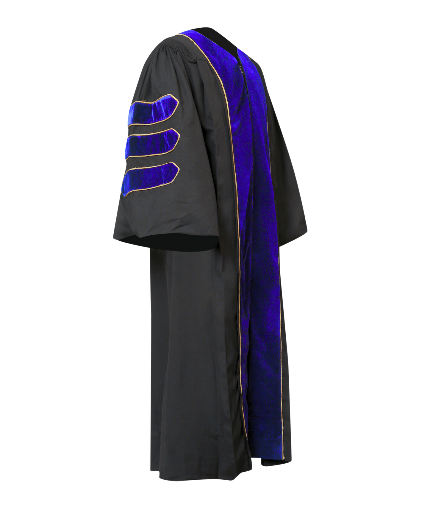 Super Deluxe Doctoral Academic Gown Only - Royal Blue with Gold Piping
