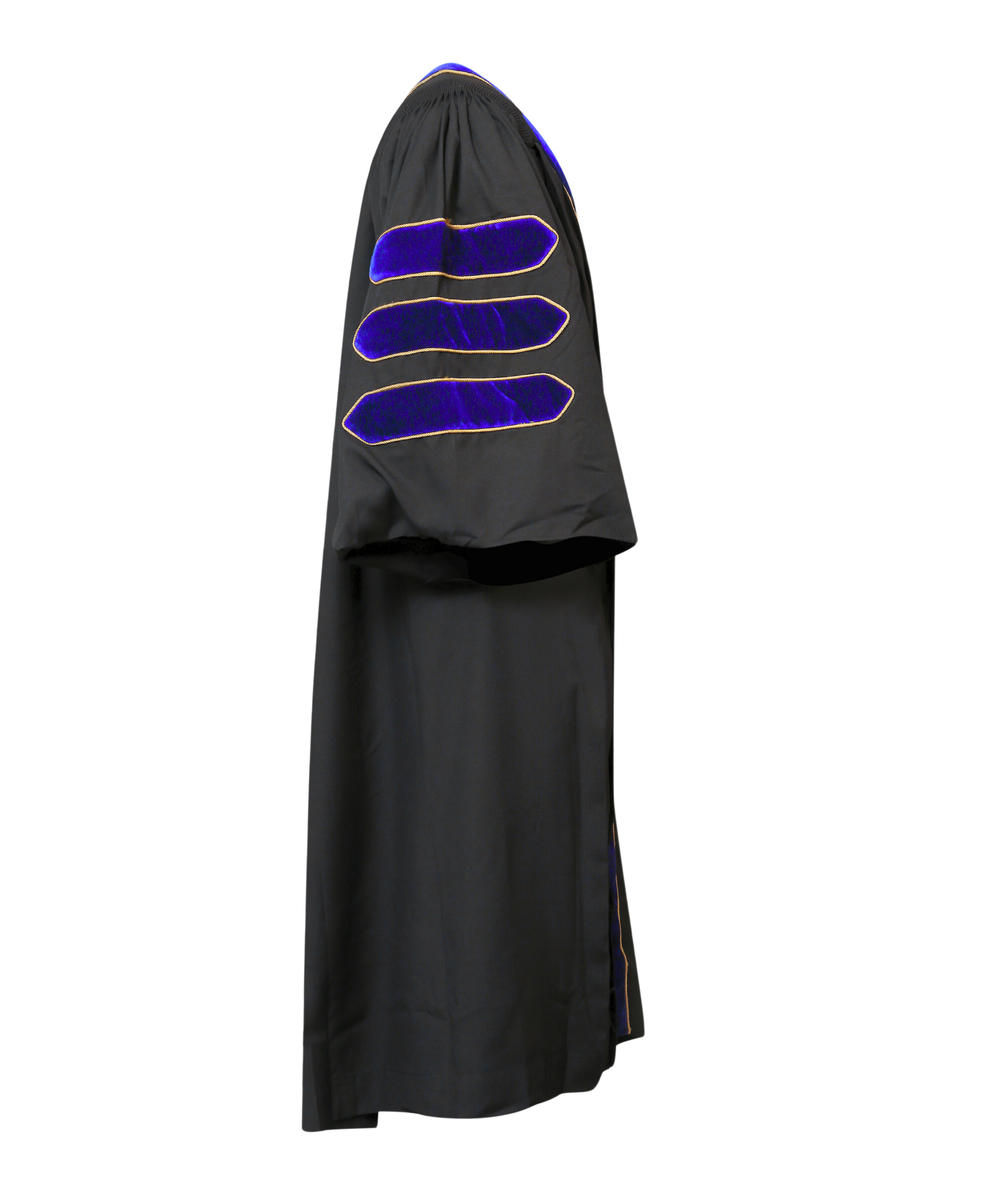 Super Deluxe  Royal Blue Doctoral Gown Tam & Hood - with Gold Piping