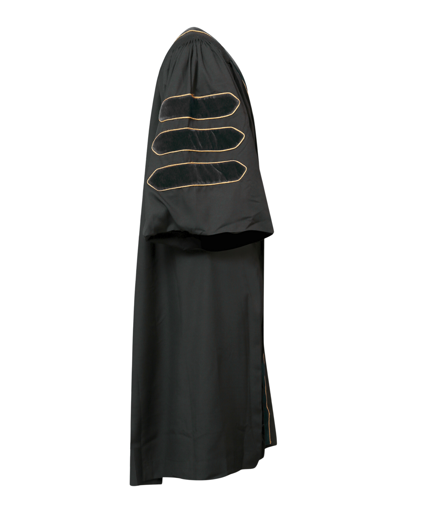 Super Deluxe Doctoral Gown Tam -Black Trim with Gold Piping