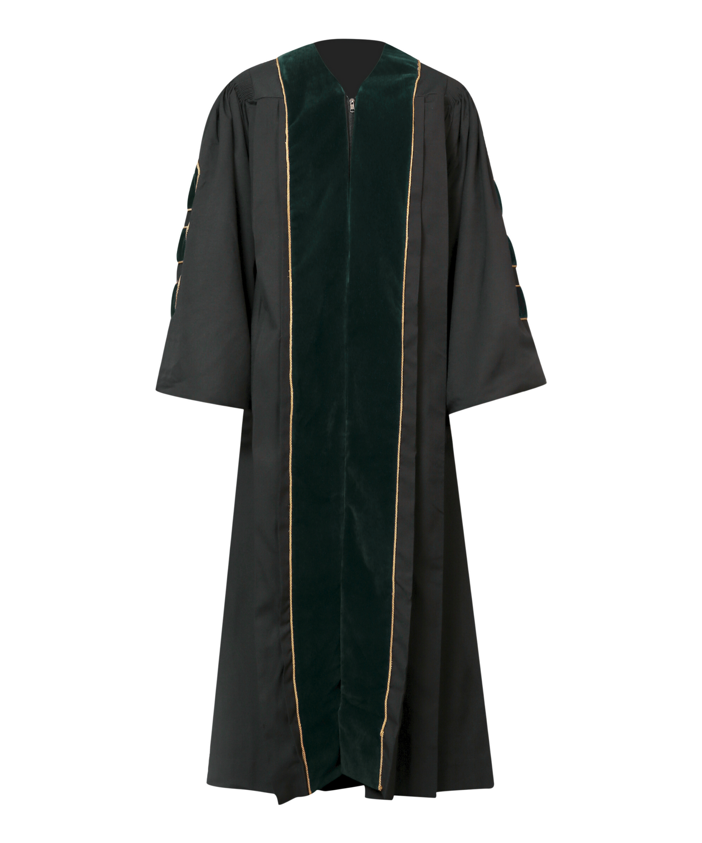 Super Deluxe Doctoral Academic Gown Only - Forest Green with Gold Piping