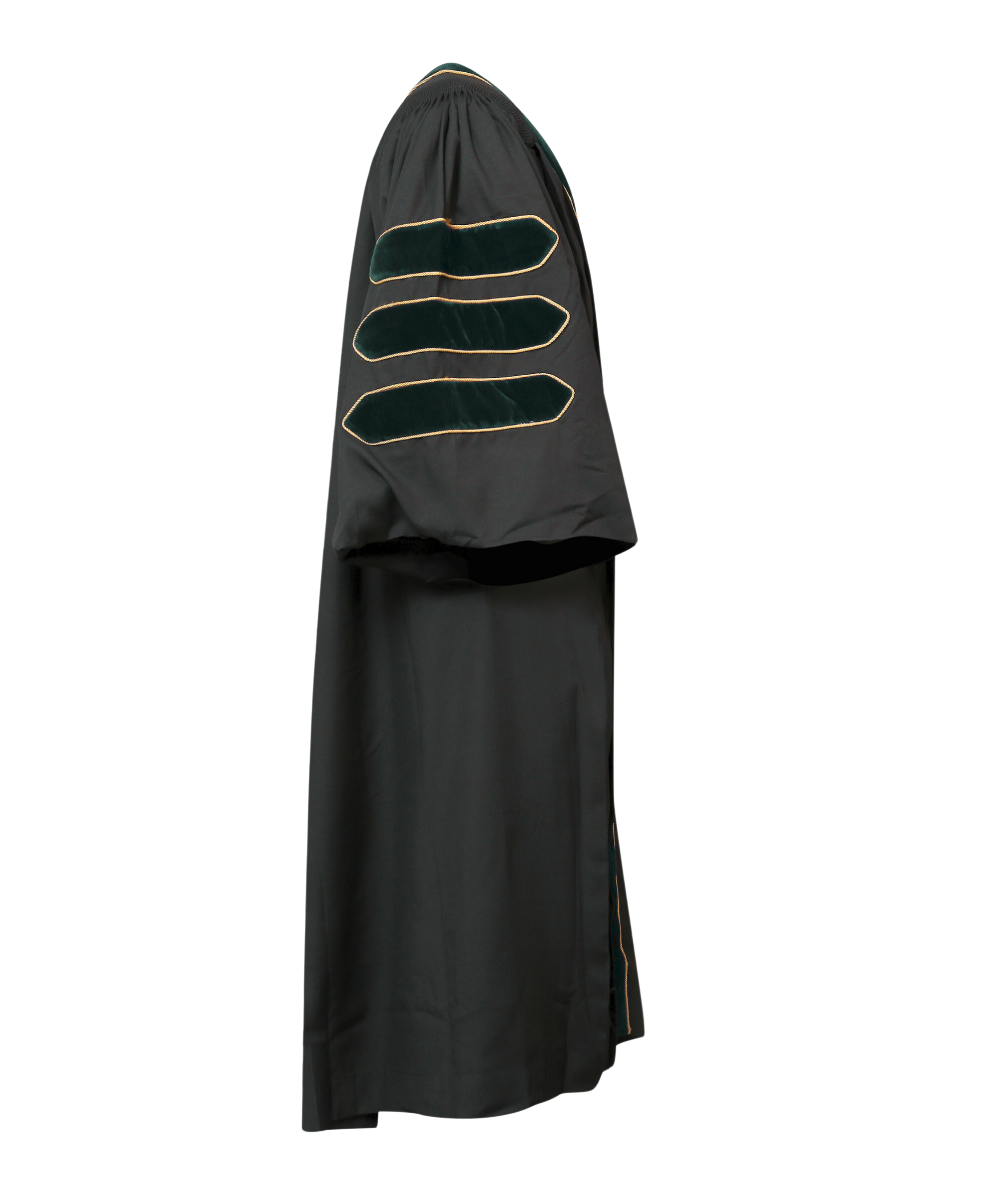 Super Deluxe Forest Green Doctoral Gown Tam & Hood - with Gold Piping