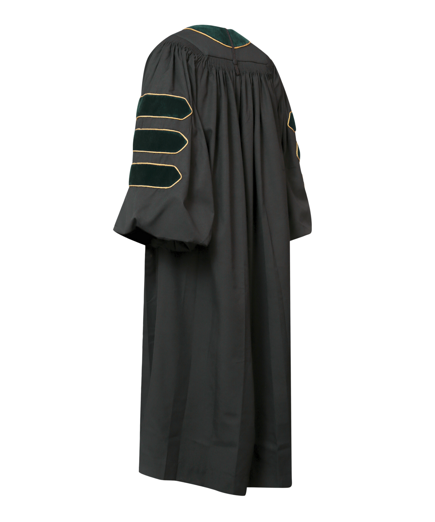 Super Deluxe Doctoral Gown Tam - Forest green Trim with Gold Piping