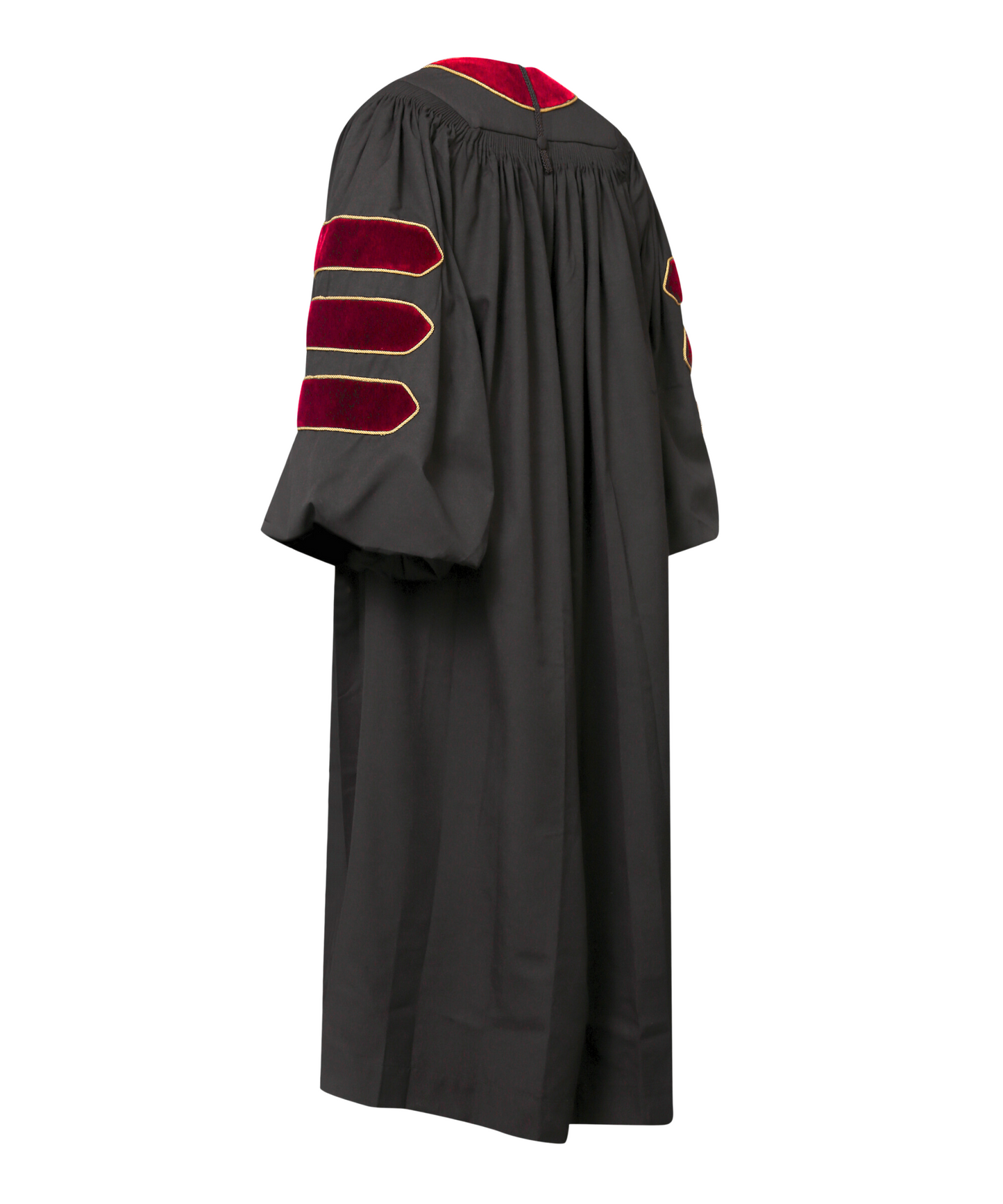 Super Deluxe Doctoral Gown Tam - Scarlet Trim with Gold Piping