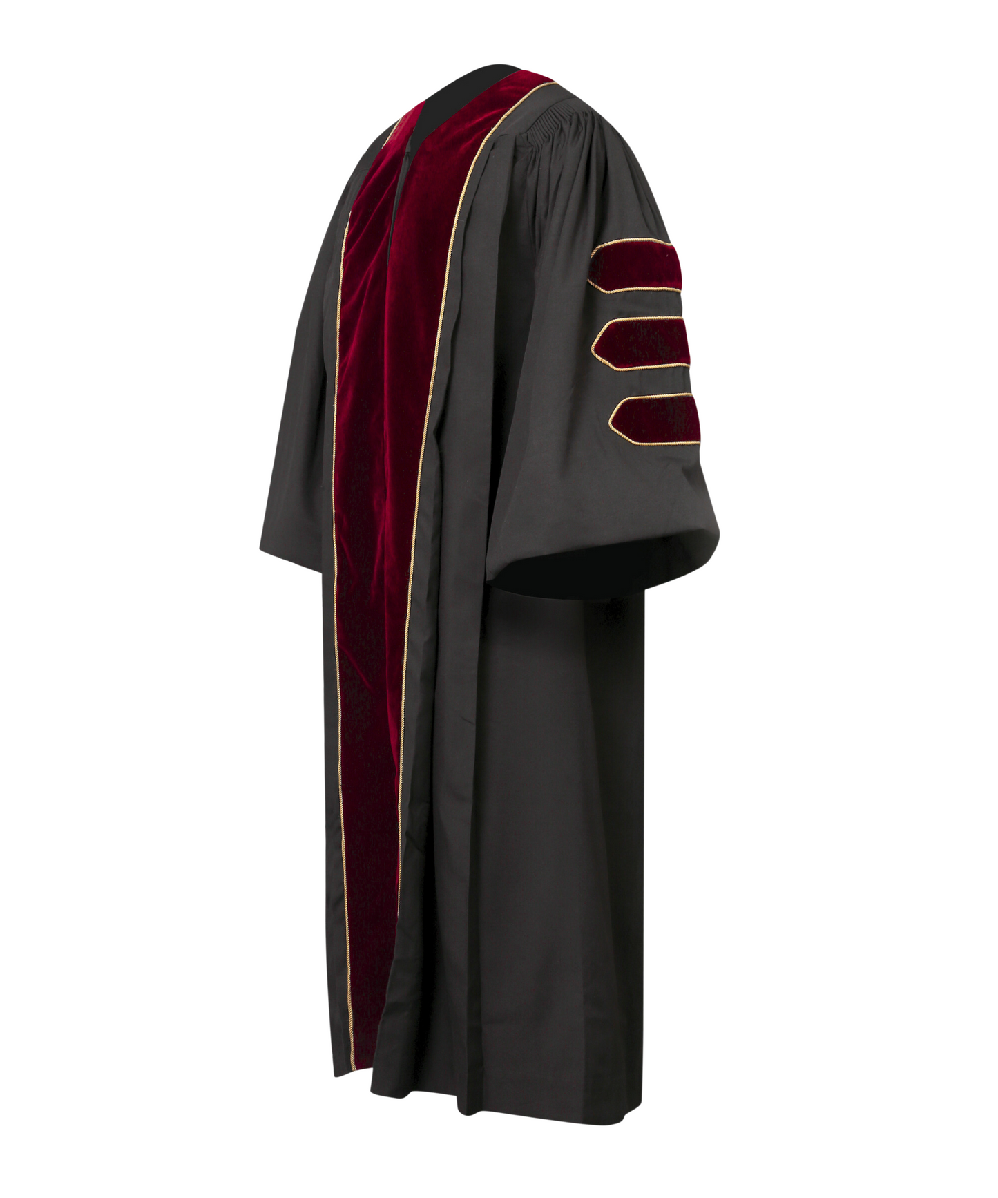 Super Deluxe Doctoral Gown Tam - Maroon Trim with Gold Piping