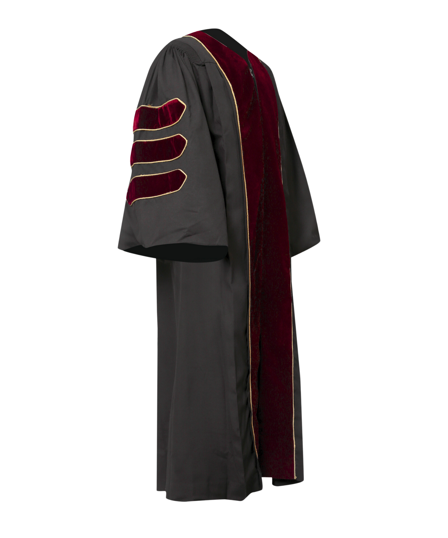 Super Deluxe Doctoral Gown Tam - Maroon Trim with Gold Piping