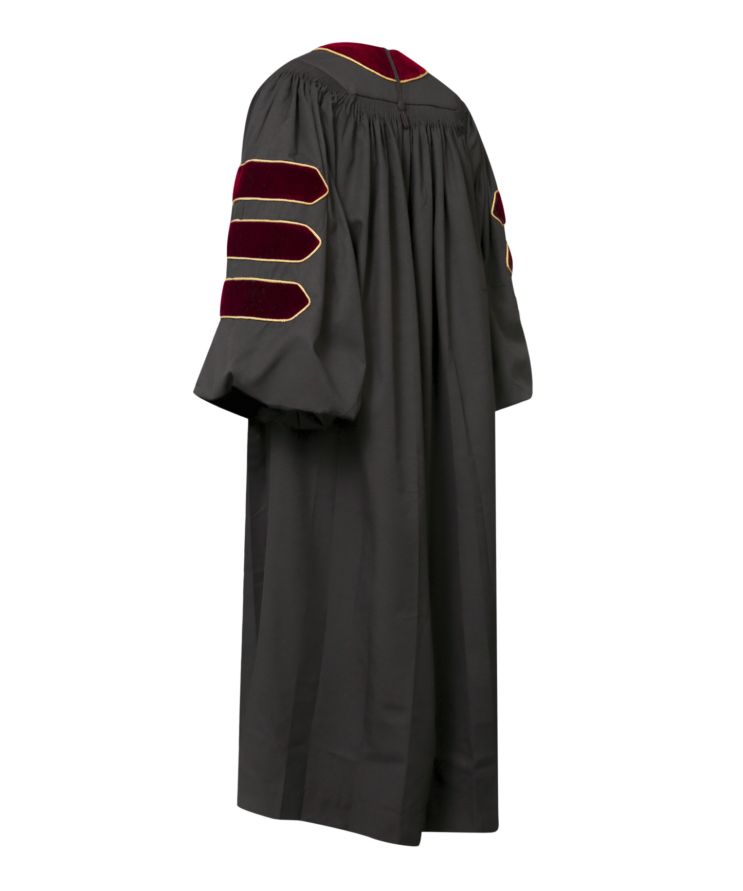Super Deluxe Doctoral Gown Tam - Maroon Trim with Gold Piping