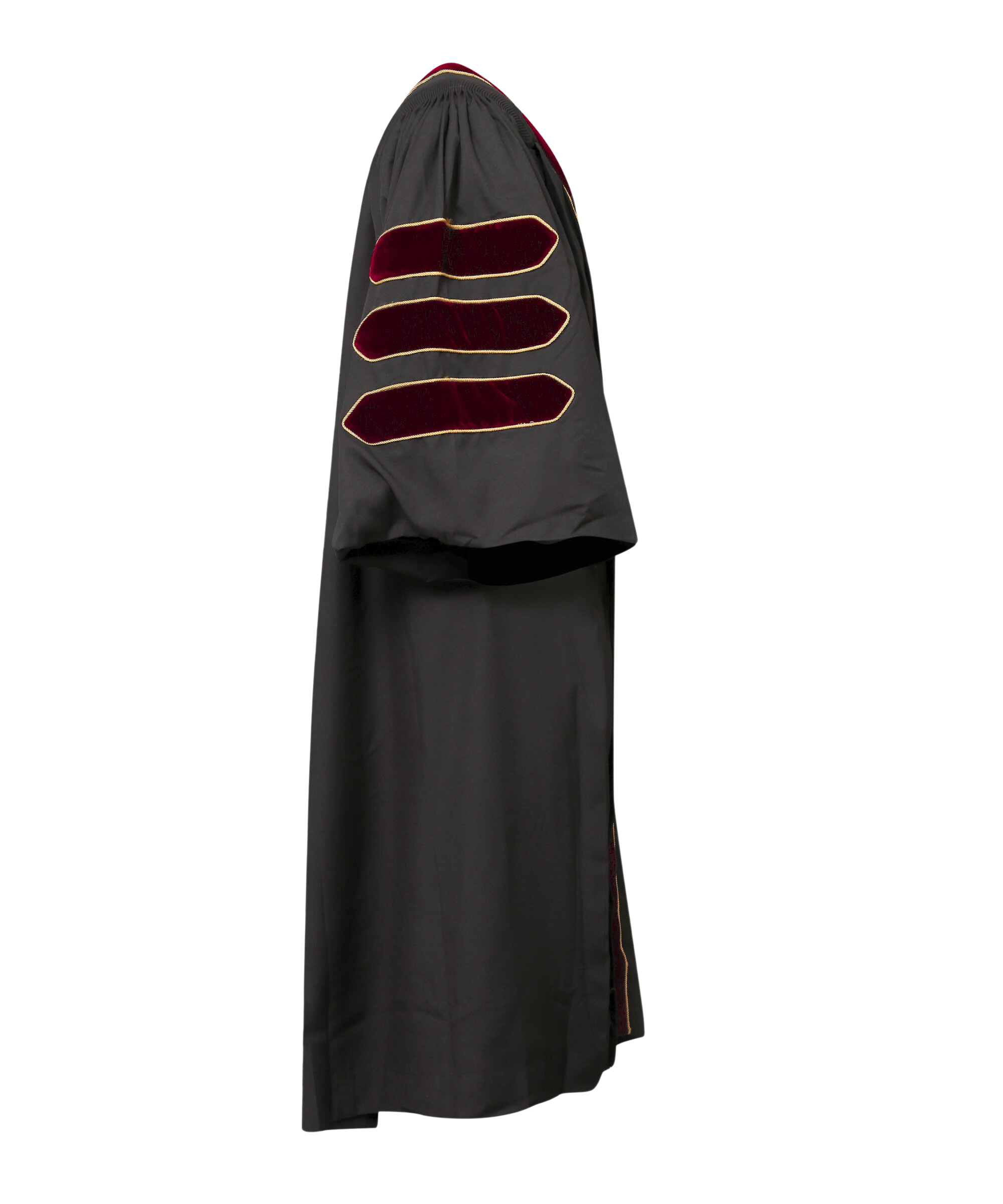 Super Deluxe Maroon Doctoral Gown Tam & Hood - with Gold Piping