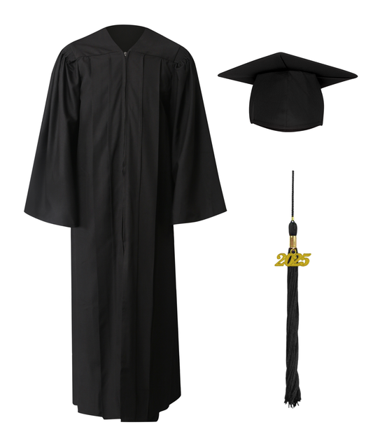 Premium Matte Fluted Bachelor Graduation Gown Cap Tassel Package
