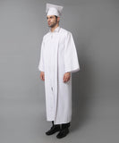 White High School Cap Tassel  and Gown Set Matte