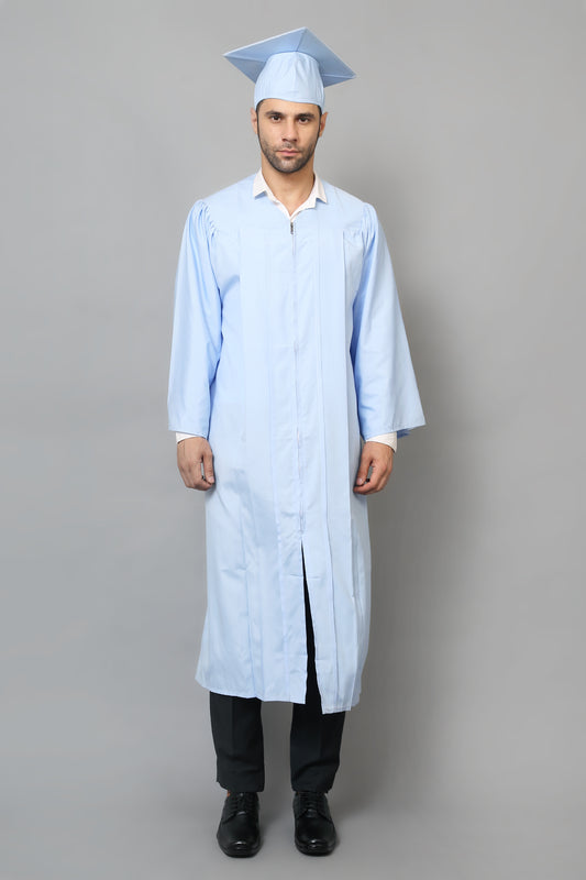 Light Blue  High School Cap Tassel  and Gown Set Matte