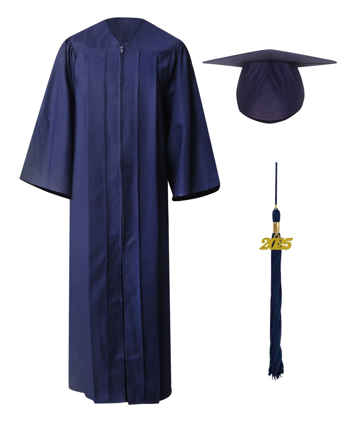 Navy Blue School Cap Tassel  and Gown Set Matte