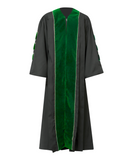 Super Deluxe Emerald Green Doctoral Gown Tam & Hood - with Gold Piping