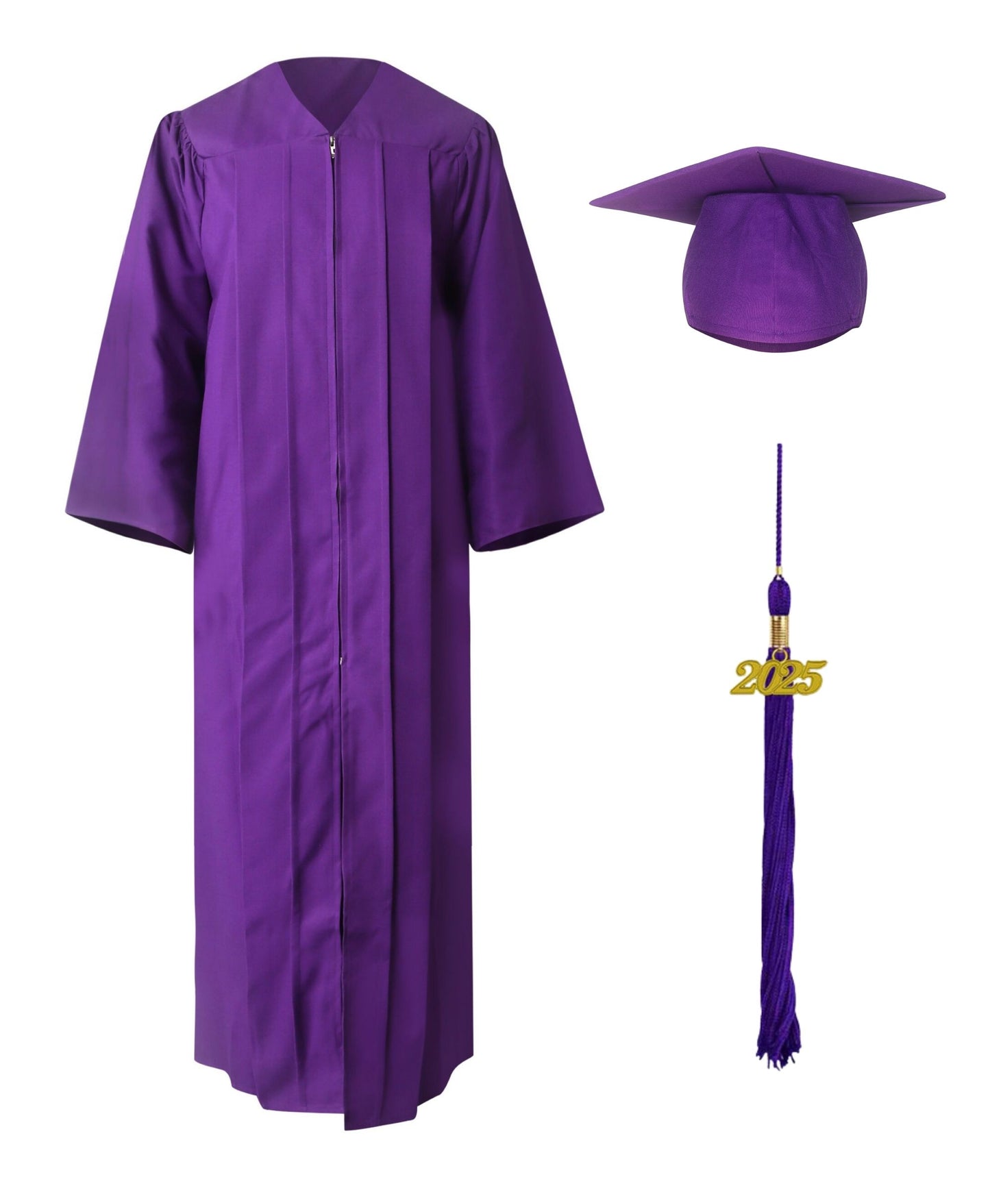 Purple High School Cap Tassel  and Gown Set Matte