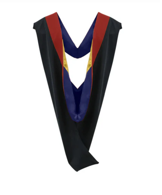 Deluxe Bachelors/Master Hood - Scarlet Velvet, Dark Blue & Golden Yellow