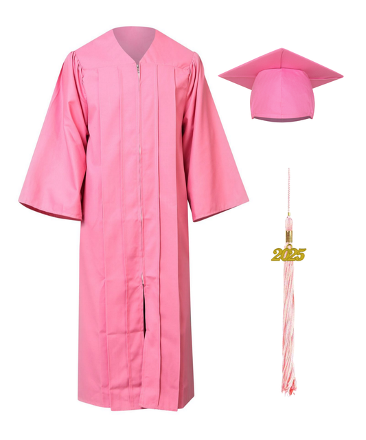 Pink High School Cap Tassel  and Gown Set Matte