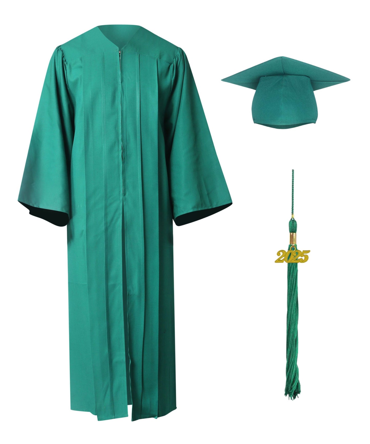 Emerald Green High School Cap Tassel  and Gown Set Matte
